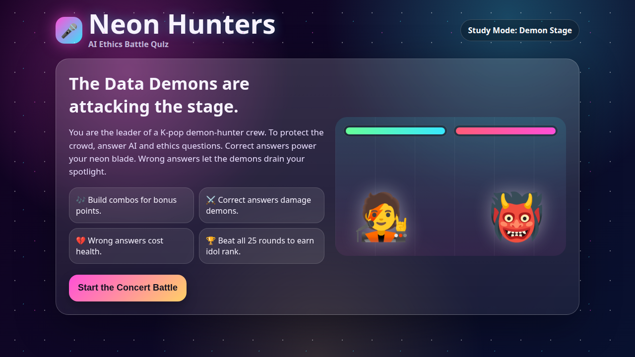 Opening screen of AI Study Game · Ian Barajas Ferreira
