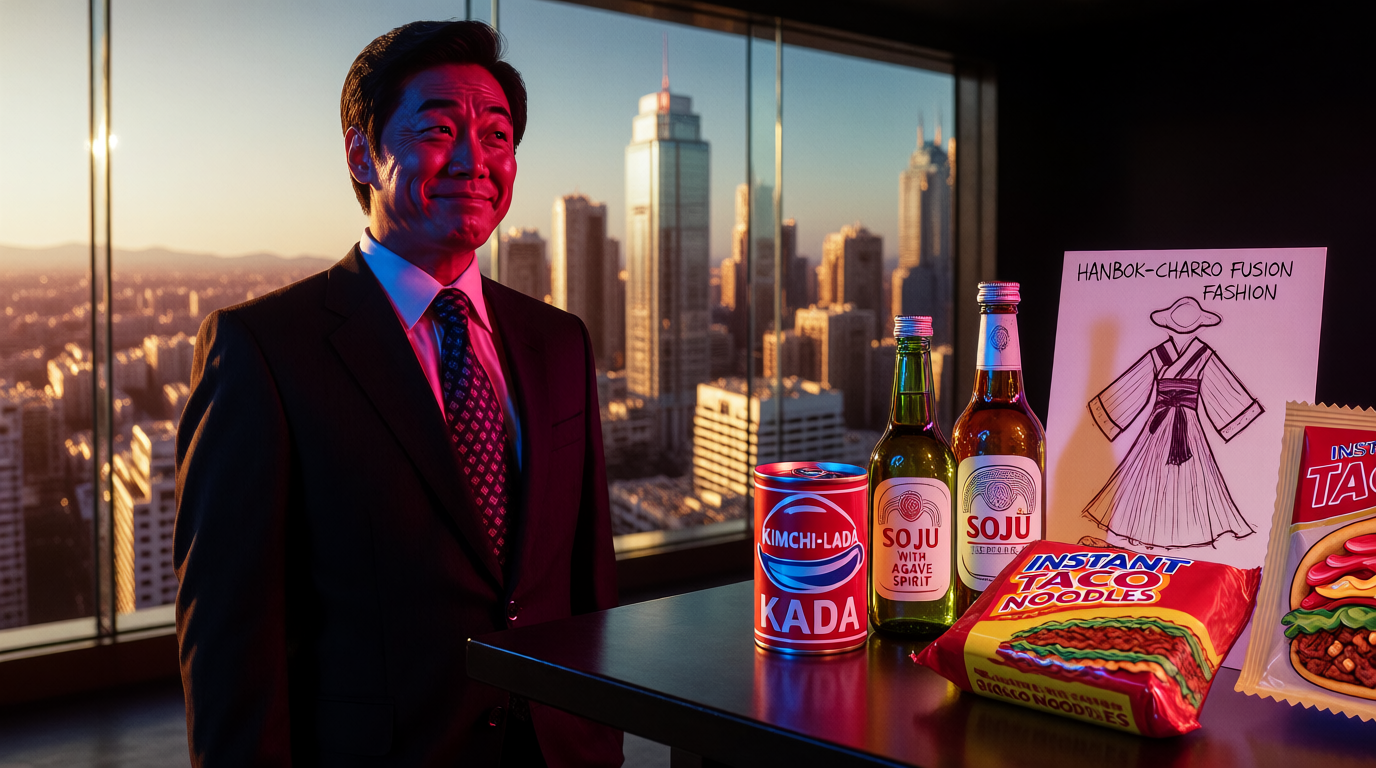 CEO presenting Mexican Korean fusion products